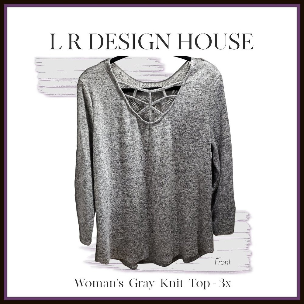 WOMEN'S GRAY HEATHER TOP - NO BOUNDRIES - 3X